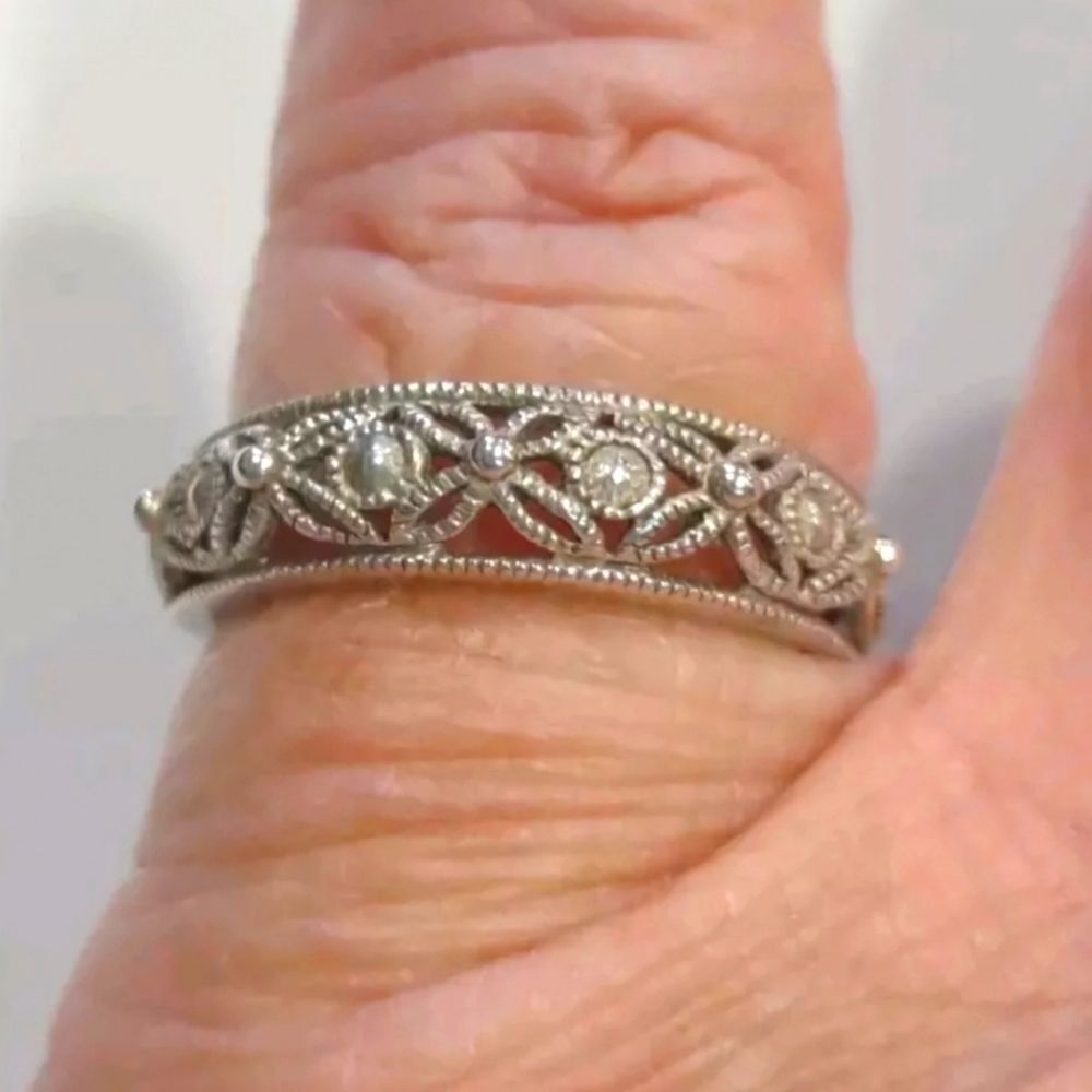 Sterling Silver RJ Signed Sz 7 Ring